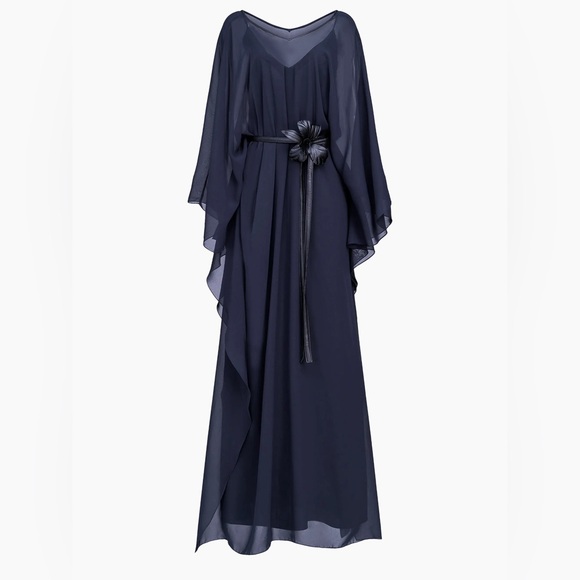 Halston May Chiffon Belted Caftan Dress - Picture 6 of 8